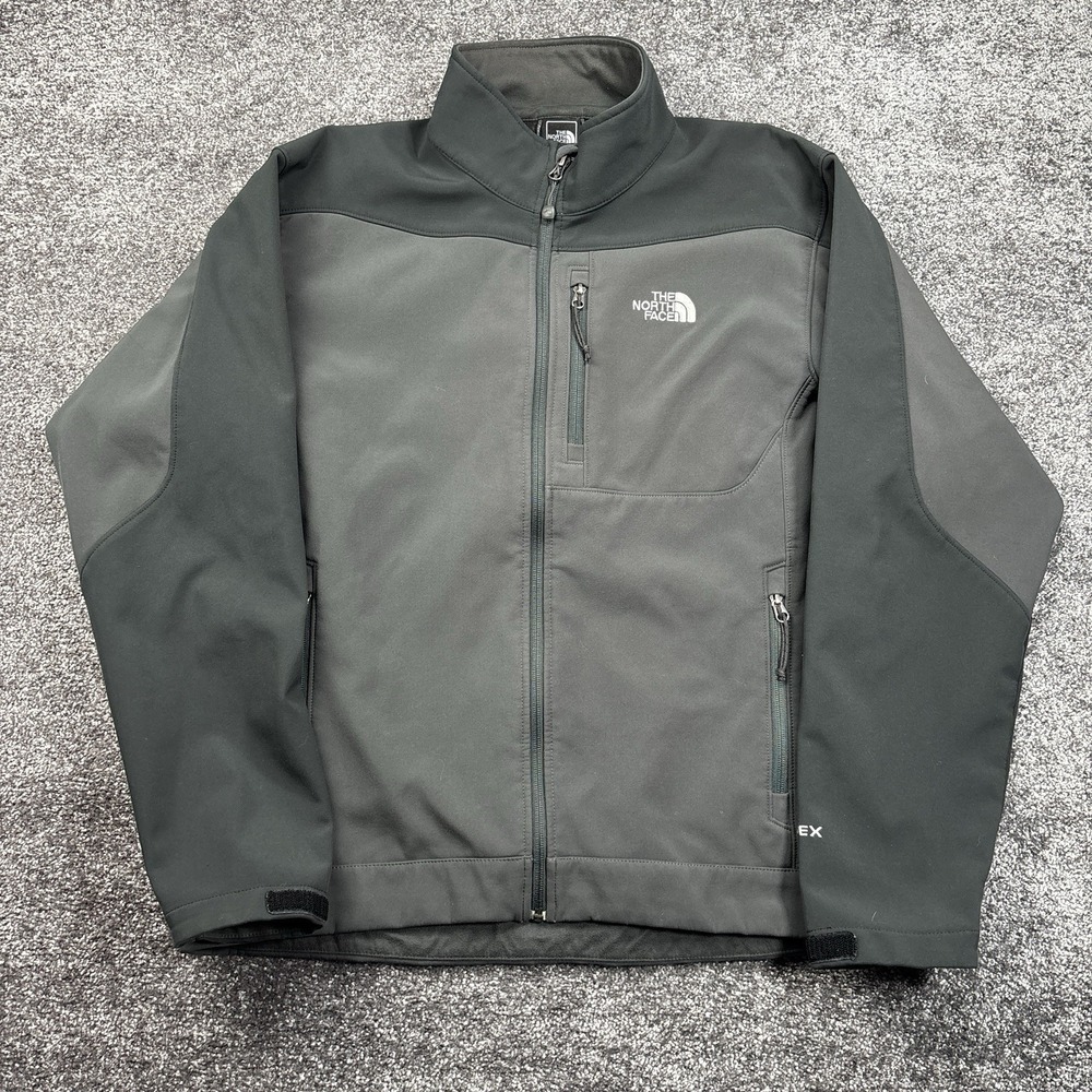 The North Face Apex Jacket Mens Large Gray Black Windbreaker Full Zip Outdoor